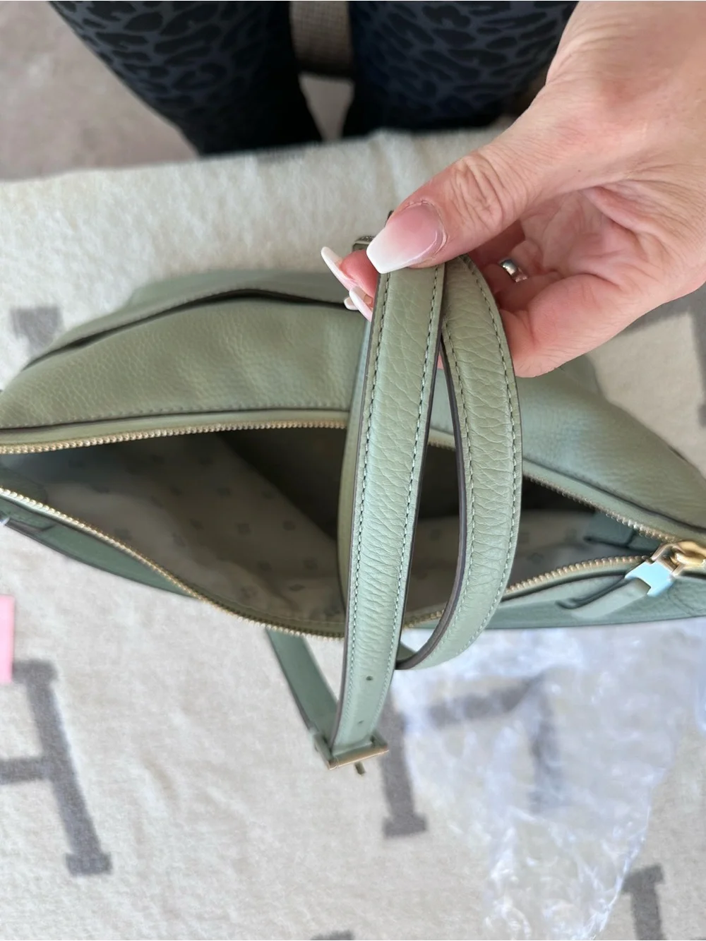 kate spade Pebbled Leather Shoulder Hobo in blue Sage color